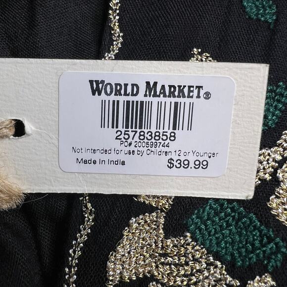 World Market NWT Dress Embroidered Dark Romantic Black/Gold Boho Flowy Size S/M - Picture 4 of 16